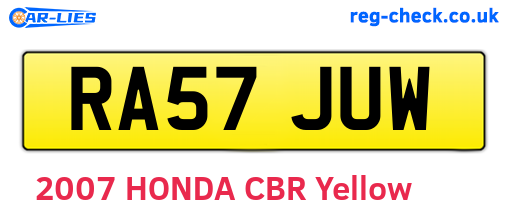 RA57JUW are the vehicle registration plates.