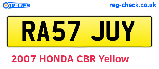 RA57JUY are the vehicle registration plates.
