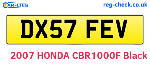 DX57FEV are the vehicle registration plates.