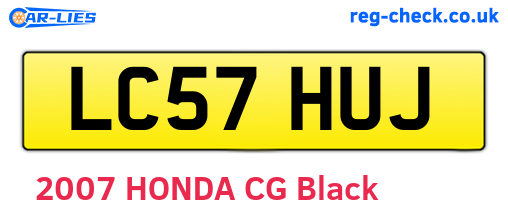 LC57HUJ are the vehicle registration plates.
