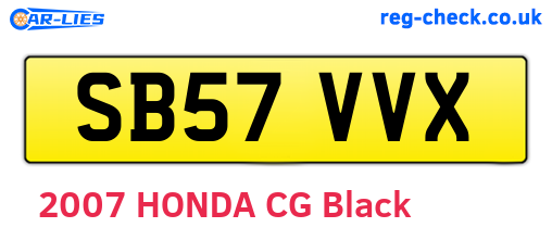 SB57VVX are the vehicle registration plates.