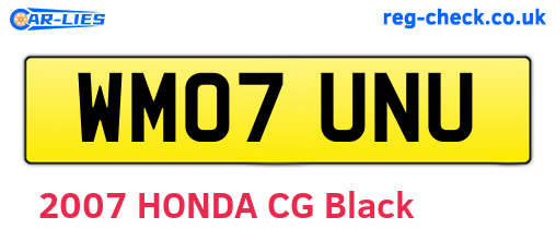 WM07UNU are the vehicle registration plates.