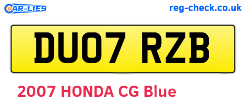 DU07RZB are the vehicle registration plates.