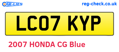 LC07KYP are the vehicle registration plates.