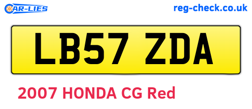LB57ZDA are the vehicle registration plates.