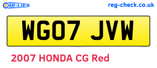 WG07JVW are the vehicle registration plates.