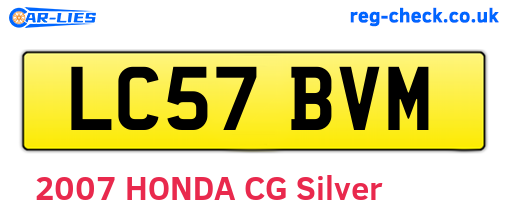 LC57BVM are the vehicle registration plates.