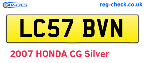 LC57BVN are the vehicle registration plates.