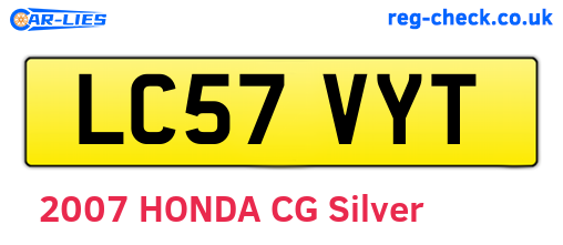 LC57VYT are the vehicle registration plates.
