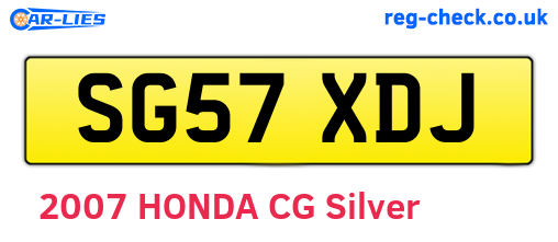 SG57XDJ are the vehicle registration plates.