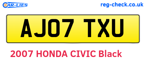 AJ07TXU are the vehicle registration plates.