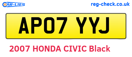 AP07YYJ are the vehicle registration plates.