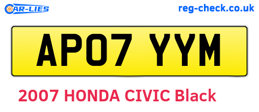 AP07YYM are the vehicle registration plates.