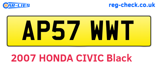 AP57WWT are the vehicle registration plates.