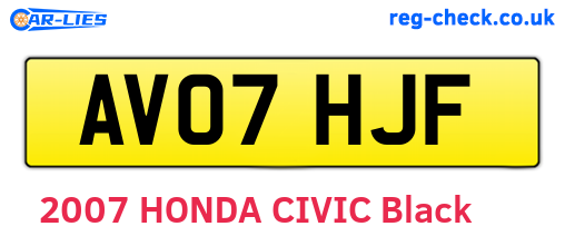 AV07HJF are the vehicle registration plates.