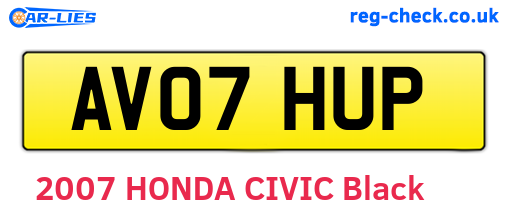 AV07HUP are the vehicle registration plates.