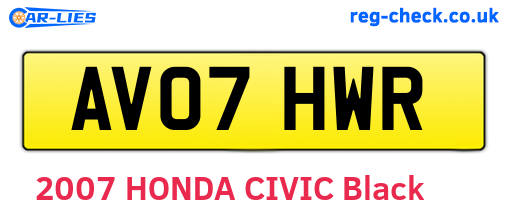 AV07HWR are the vehicle registration plates.