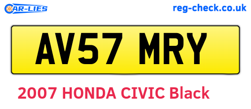 AV57MRY are the vehicle registration plates.