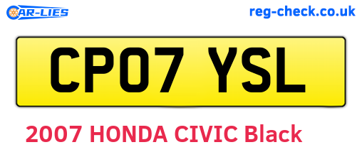 CP07YSL are the vehicle registration plates.
