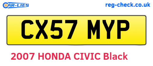 CX57MYP are the vehicle registration plates.