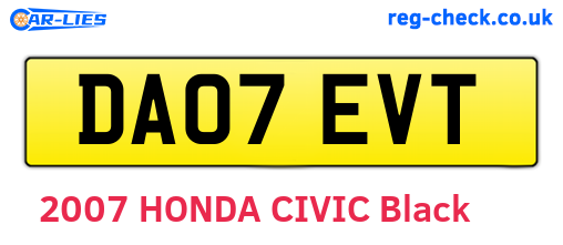 DA07EVT are the vehicle registration plates.