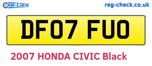 DF07FUO are the vehicle registration plates.