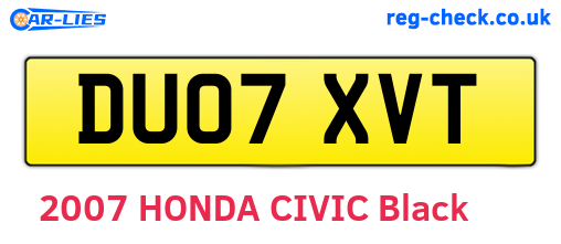 DU07XVT are the vehicle registration plates.