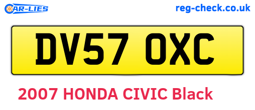 DV57OXC are the vehicle registration plates.