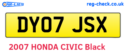 DY07JSX are the vehicle registration plates.