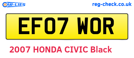 EF07WOR are the vehicle registration plates.
