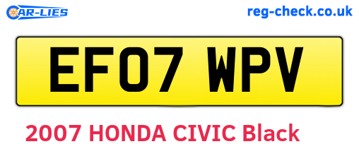 EF07WPV are the vehicle registration plates.