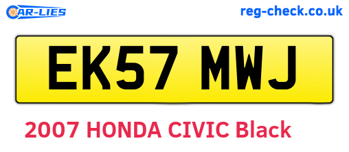 EK57MWJ are the vehicle registration plates.