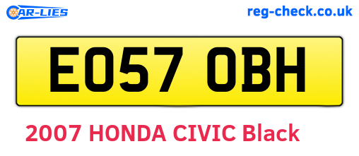EO57OBH are the vehicle registration plates.