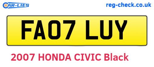 FA07LUY are the vehicle registration plates.