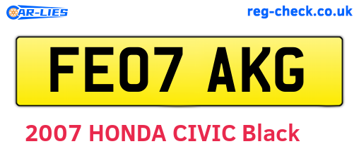 FE07AKG are the vehicle registration plates.