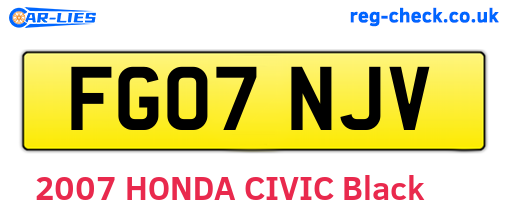 FG07NJV are the vehicle registration plates.