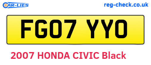 FG07YYO are the vehicle registration plates.
