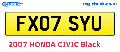 FX07SYU are the vehicle registration plates.