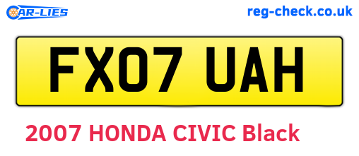 FX07UAH are the vehicle registration plates.