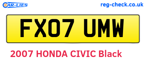 FX07UMW are the vehicle registration plates.