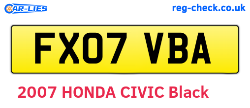 FX07VBA are the vehicle registration plates.
