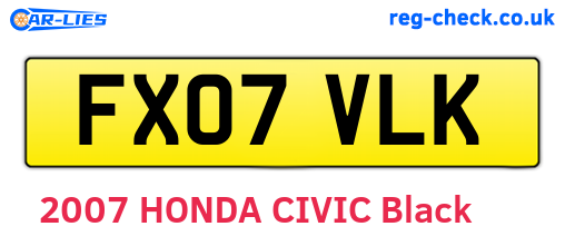 FX07VLK are the vehicle registration plates.