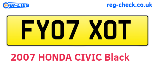 FY07XOT are the vehicle registration plates.