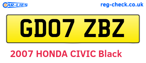 GD07ZBZ are the vehicle registration plates.