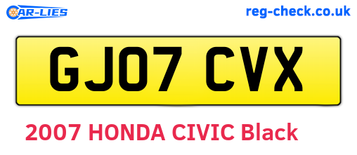 GJ07CVX are the vehicle registration plates.