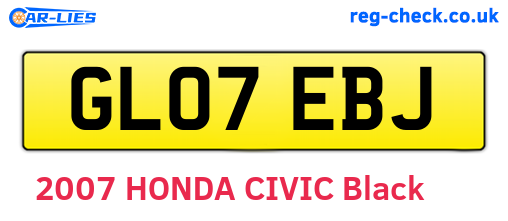 GL07EBJ are the vehicle registration plates.