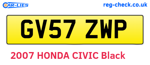 GV57ZWP are the vehicle registration plates.