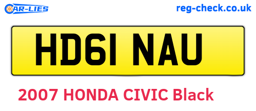 HD61NAU are the vehicle registration plates.