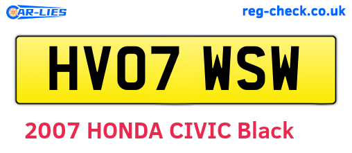 HV07WSW are the vehicle registration plates.