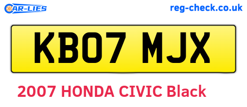 KB07MJX are the vehicle registration plates.